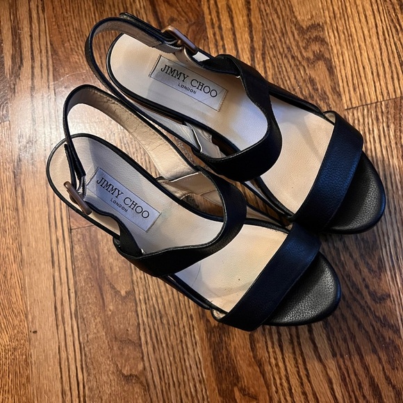 Jimmy Choo London Nazli Black Leather Wedge Sandals
Size: 38.5 (US 8) - Picture 3 of 10